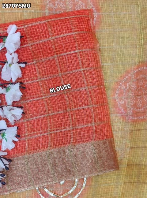 KcPc New Elegant Kota Doriya Bandhani Saree with Gota Patti Work GAN