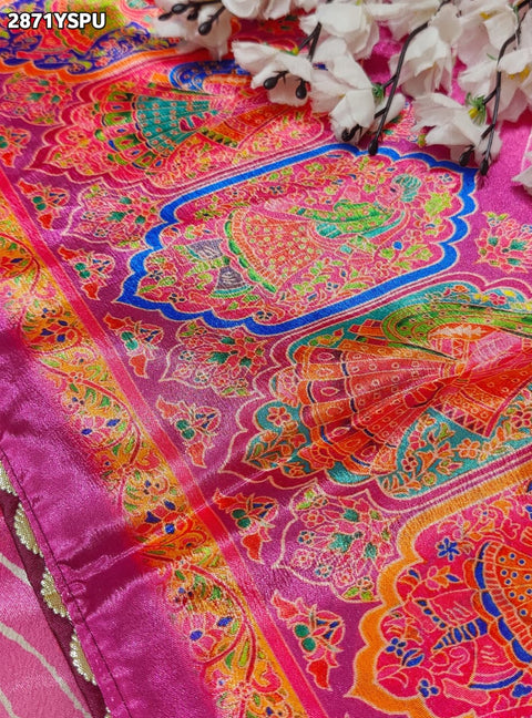KcPc New Elegant Kalamkari Printed Crepe Silk Saree GAN