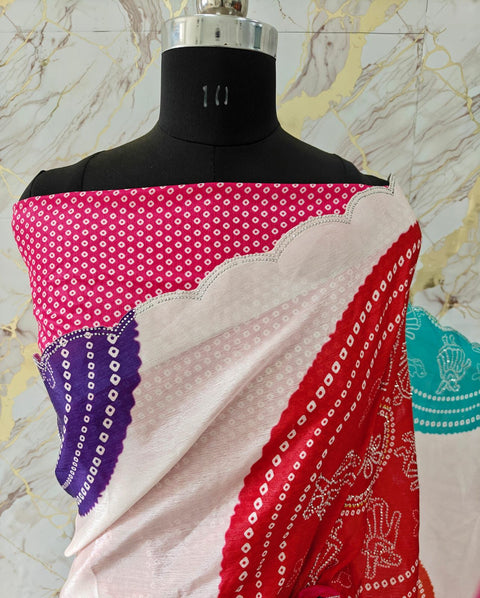 KcPc New Creap Silk Bandhani Style With Minimal Stone Work Saree ASH