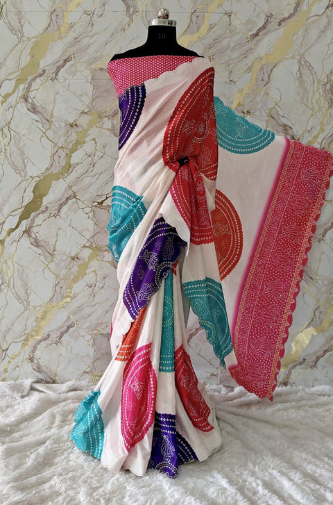 KcPc New Creap Silk Bandhani Style With Minimal Stone Work Saree ASH