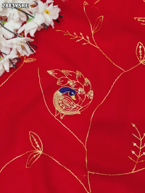 KcPc New Elegant Designer Chiffon Saree with Fine Aari Tari Work JAY