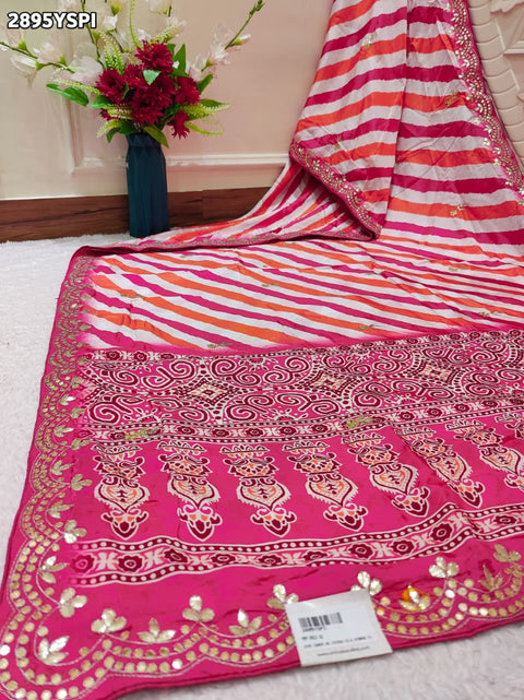 KcPc New Premium Creap Silk Ajrakh Leheriya Saree – Perfect for Festive Occasions RG