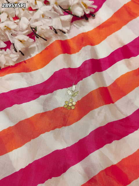 KcPc New Premium Creap Silk Ajrakh Leheriya Saree – Perfect for Festive Occasions RG