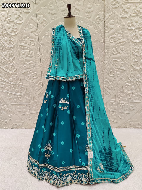KcPc New Beautiful Chinon Silk Gotapatti Handwork Lehenga  SSB