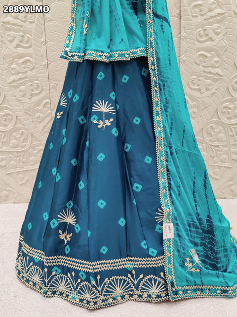 KcPc New Beautiful Chinon Silk Gotapatti Handwork Lehenga  SSB