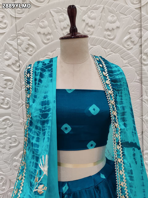 KcPc New Beautiful Chinon Silk Gotapatti Handwork Lehenga  SSB