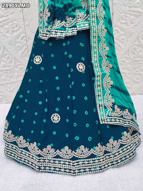 KcPc New Chinon Silk Bandhani Style Lehenga with Gotapatti Work SSB