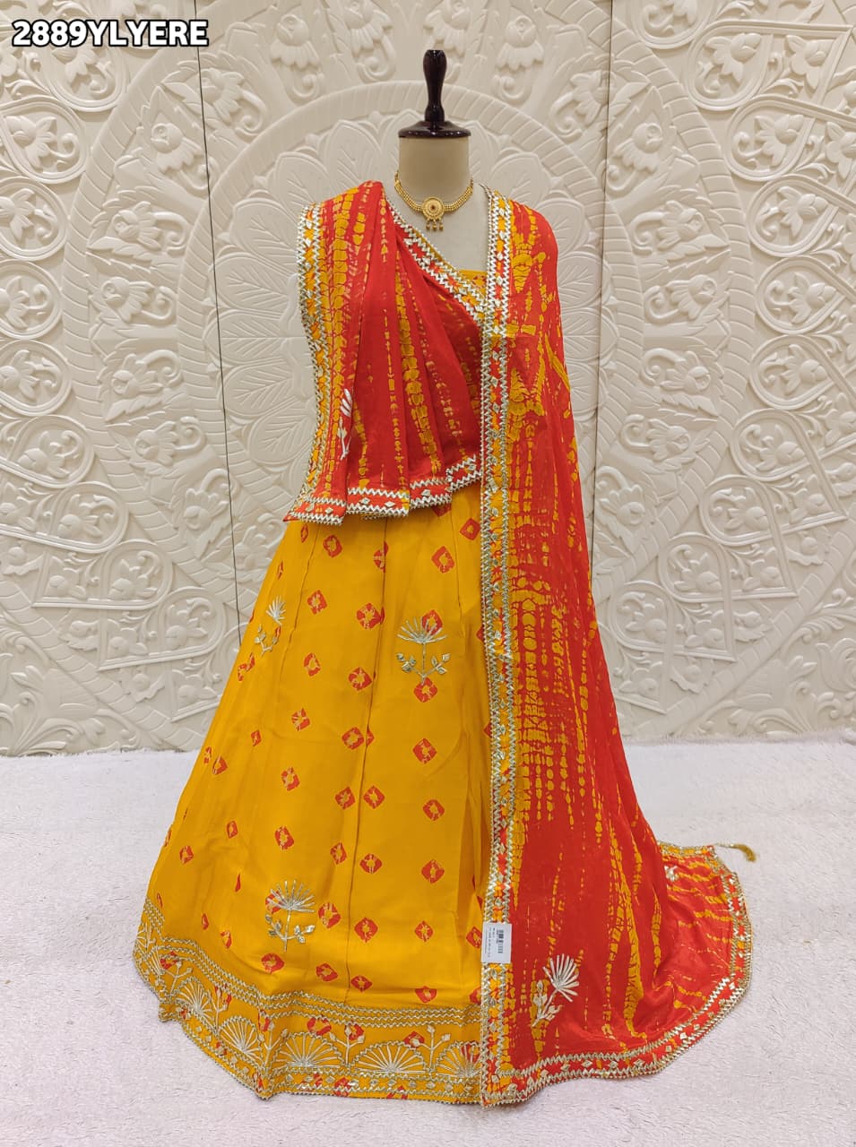 By Shibori Bhandej Lehenga With Traditional wear