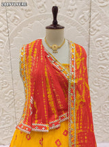 By Shibori Bhandej Lehenga With Traditional wear