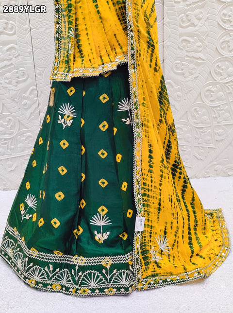 KcPc New Elegant Chinon Silk Shibori Bhandej Lehenga with Gota Patti Work SSB
