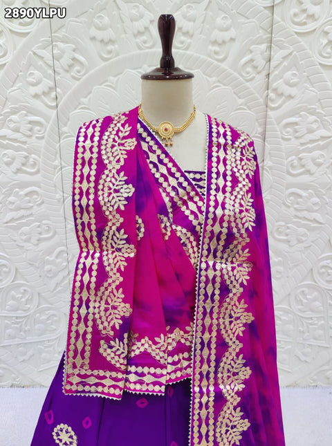KcPc New Elegant Chinon Silk Bandhani Lehenga with Gota Patti Work SSB