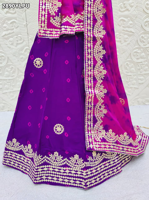 KcPc New Elegant Chinon Silk Bandhani Lehenga with Gota Patti Work SSB