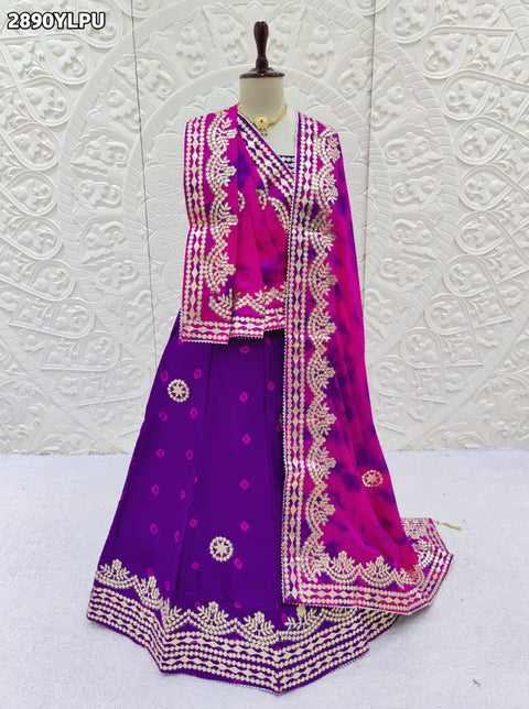 KcPc New Elegant Chinon Silk Bandhani Lehenga with Gota Patti Work SSB