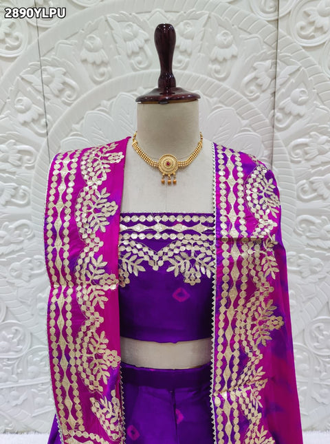 KcPc New Elegant Chinon Silk Bandhani Lehenga with Gota Patti Work SSB