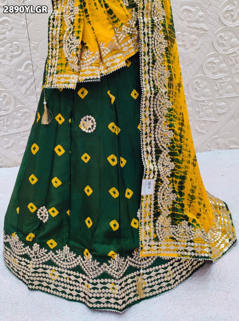 KcPc New Traditional Bandhani Style Chinon Silk Lehenga with Hand Gota Work SSB