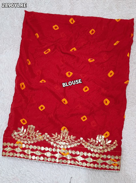 KcPc New Traditional Bandhani Style Chinon Silk Lehenga with Handcrafted Gota Patti SSB