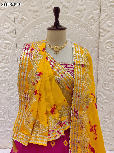 KcPc New Elegant Chinon Silk Lehenga with Bandhani Print & Classic Gota Patti Work SSB