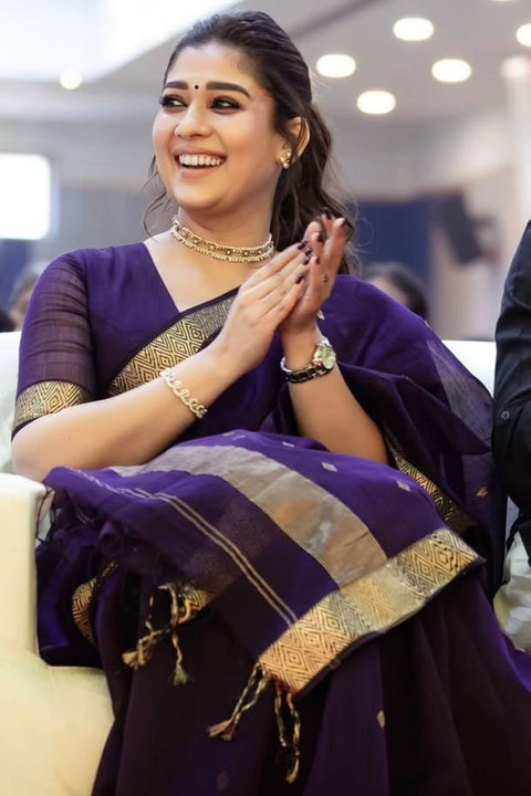KcPc New Banarasi Saree in Cotton Silk Nayanthara Inspired Traditional Look Saree  AST