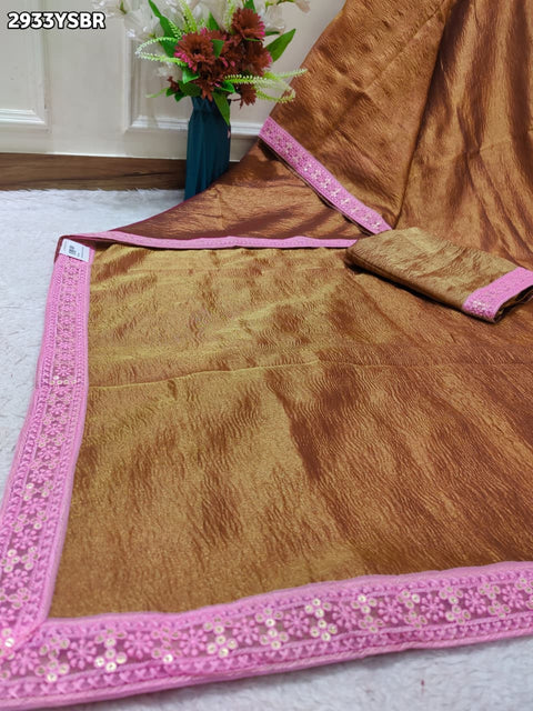 KcPc New Premium Banarasi Style Tissue Silk Saree with Exclusive Tari Border  NDA