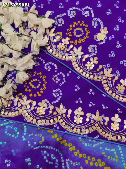 KcPc New Premium Bandhani Style Chinon Saree with Traditional Gotapatti Border  AMT