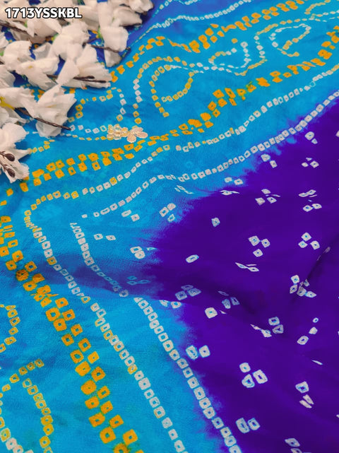 KcPc New Premium Bandhani Style Chinon Saree with Traditional Gotapatti Border  AMT