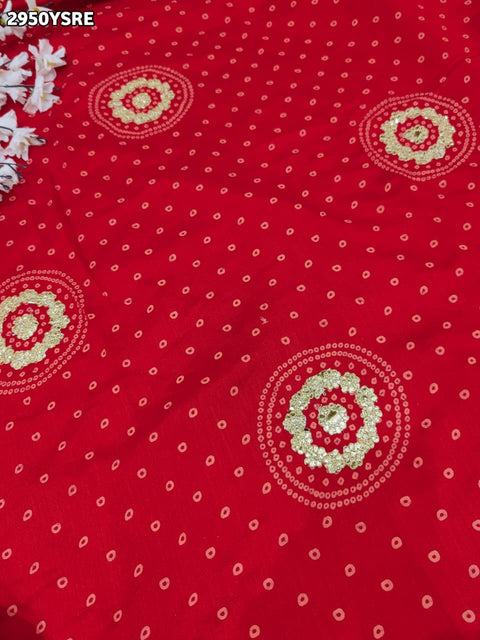 KcPc New Royal Vichitra Silk Bandhani Saree with Fabiana Work  SWA