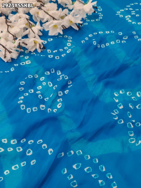 KcPc New Elegant Chiffon Leheriya Style Saree with Blouse Piece York   SUL