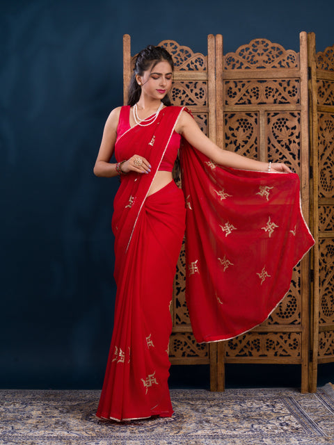 KcPc Traditional Wear Georgette Saree with Tari Embellishment  SWA