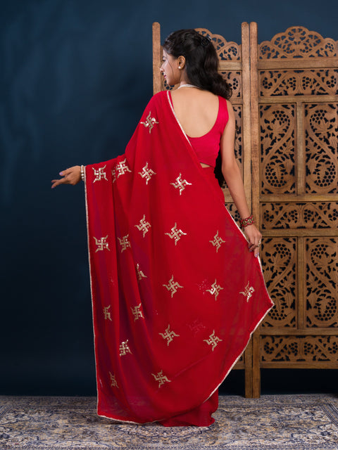 KcPc Traditional Wear Georgette Saree with Tari Embellishment  SWA