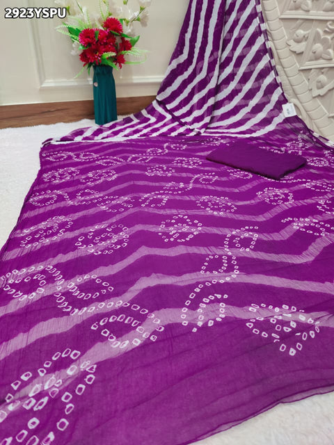 KcPc New Light & Stylish Chiffon Leheriya Saree for Women  SUL