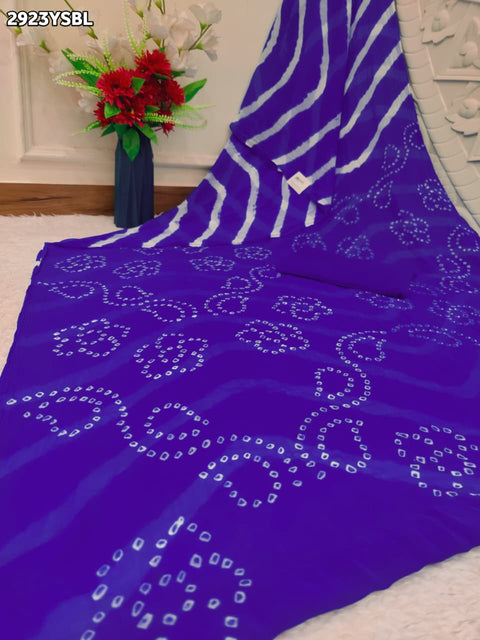 KcPc New Beautiful Chiffon Saree with Classic Leheriya Pattern  SUL