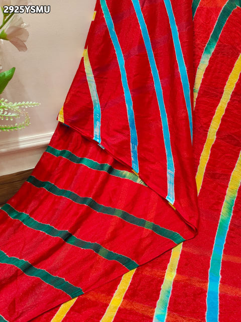 KcPc New Trendy Leheriya Pattern Saree in Soft Chiffon Fabric  SUL