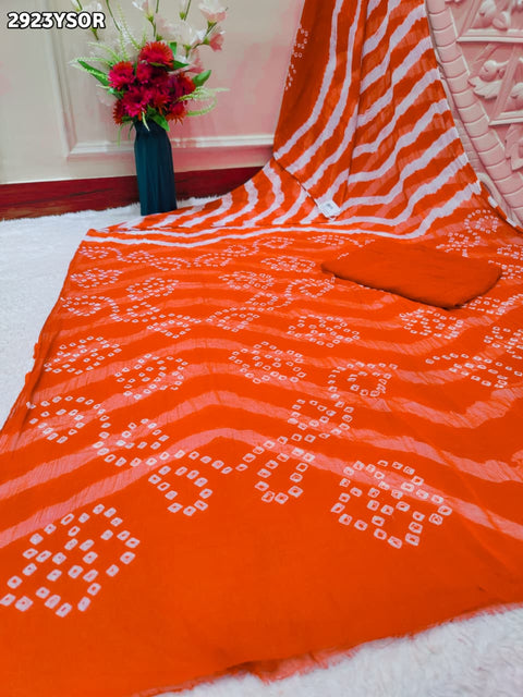 KcPc New Designer Leheriya Chiffon Saree for Everyday Style  SUL
