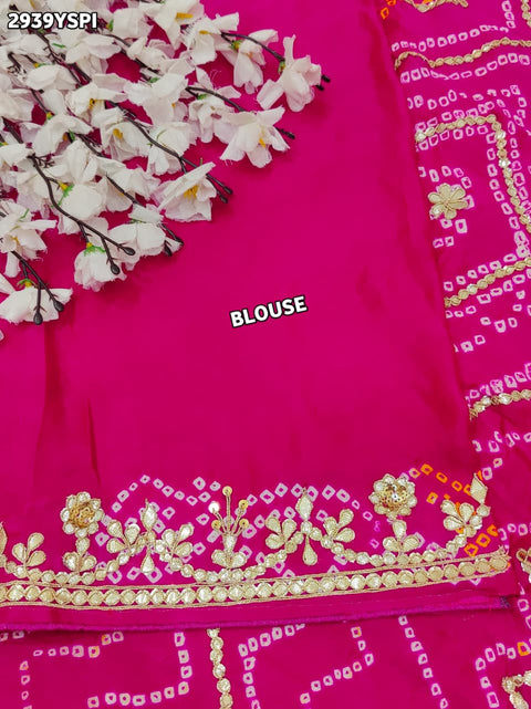KcPc New Designer Bandhani Style Gaji Silk Saree with Gota Patti Work  PRF