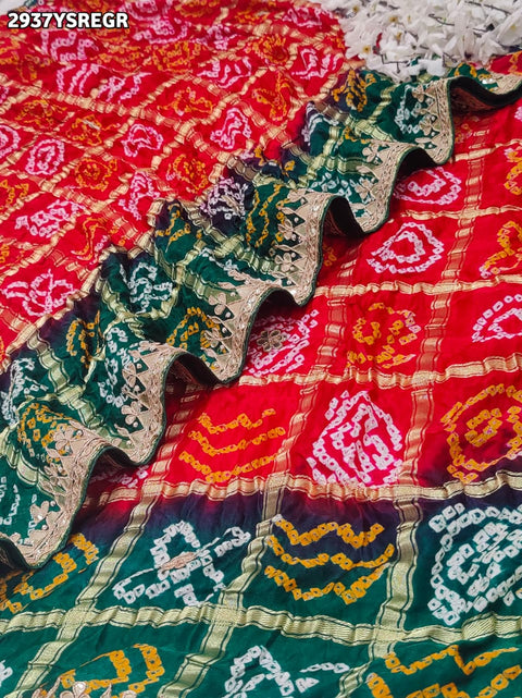 KcPc New Traditional Bandhani Gaji Silk Saree with Intricate Gota Patti Work  AMT