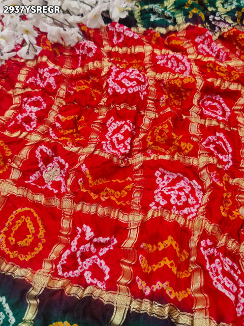 KcPc New Traditional Bandhani Gaji Silk Saree with Intricate Gota Patti Work  AMT