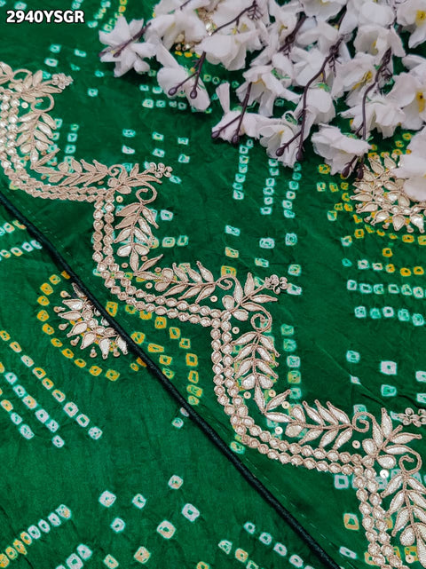 KcPc New Handcrafted Gaji Silk Saree in Bandhani Style with Gota Patti Detailing  PRF