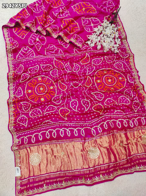 KcPc New Traditional Gaji Silk Saree with Gota Patti Embellishment   PRF