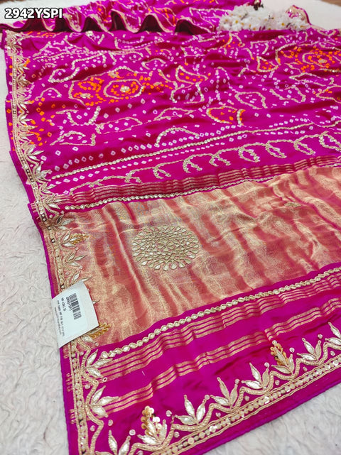 KcPc New Traditional Gaji Silk Saree with Gota Patti Embellishment   PRF