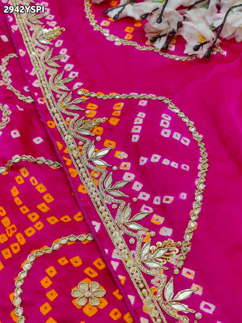 KcPc New Traditional Gaji Silk Saree with Gota Patti Embellishment   PRF