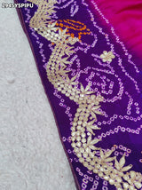 By Bandhani Saree With Traditional Wear 