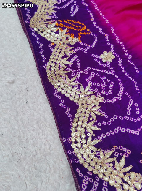 KcPc New Handcrafted Gaji Silk Bandhani Saree with Gota Patti Work Elegance Redefined  PRF