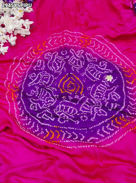 KcPc New Handcrafted Gaji Silk Bandhani Saree with Gota Patti Work Elegance Redefined  PRF
