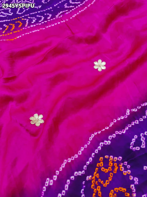 KcPc New Handcrafted Gaji Silk Bandhani Saree with Gota Patti Work Elegance Redefined  PRF