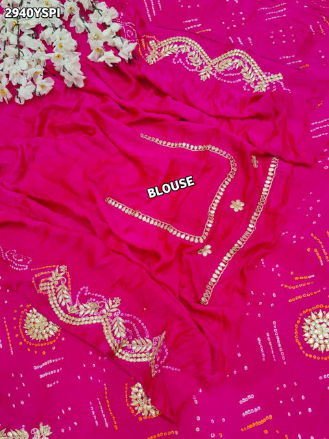 KcPc New Traditional Gaji Silk Bandhani Saree Embellished with Exquisite Gota Patti  PRF