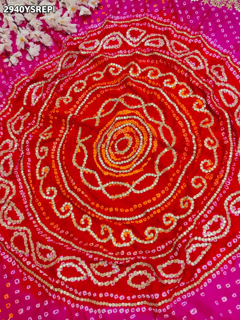 KcPc New Luxurious Bandhani Saree in Gaji Silk with Elegant Gota Patti Embroidery  PRF