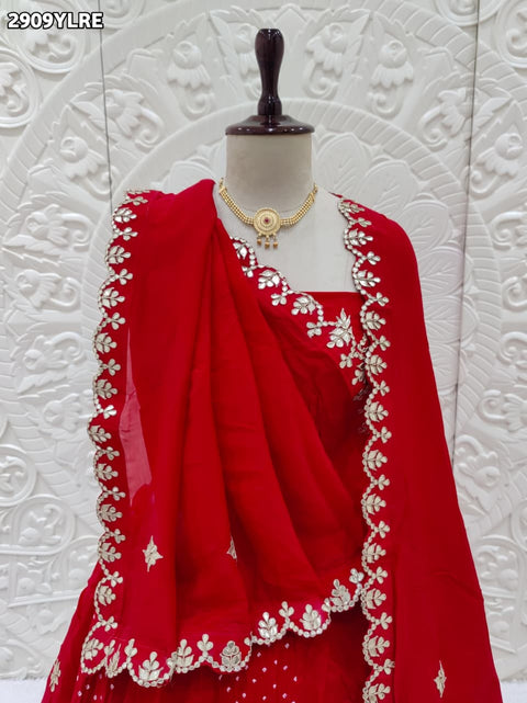 KcPc New Gaji Silk Bandhani Style Lehenga with Elegant Gota Patti Embellishment  SFS