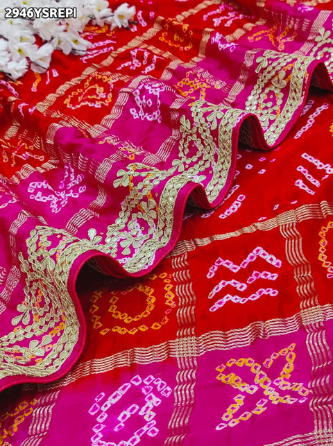 KcPc New Royal Bandhani Gaji Silk Saree with Gota Patti Wedding & Festive Collection  PRF