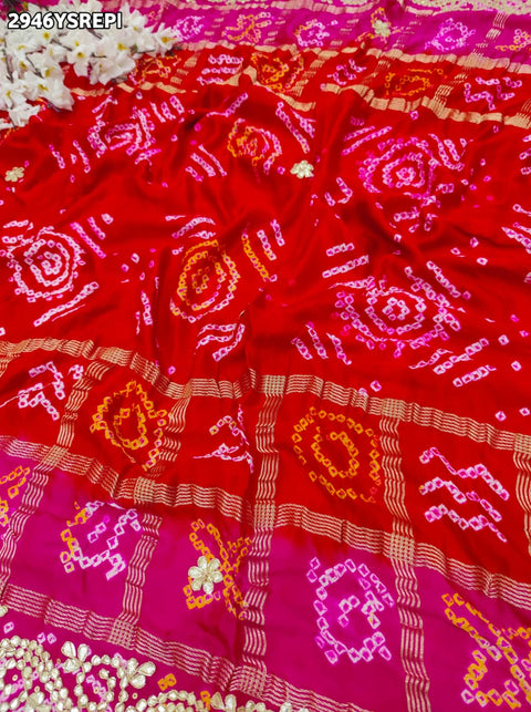 KcPc New Royal Bandhani Gaji Silk Saree with Gota Patti Wedding & Festive Collection  PRF