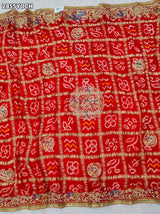 By New Traditional Gaji Silk Bandhani Pila Chunri with Zardozi Work